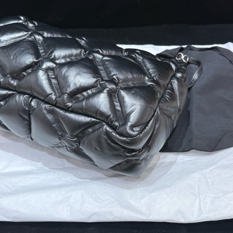 Chanel 黑銀牛皮大菱格CF泡芙Jumbo 尺寸約36*23 鐳射23開-6