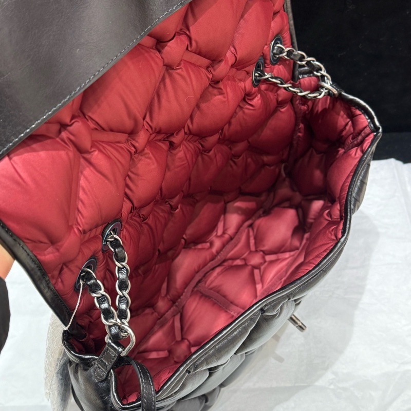 Chanel 黑銀牛皮大菱格CF泡芙Jumbo 尺寸約36*23 鐳射23開-7