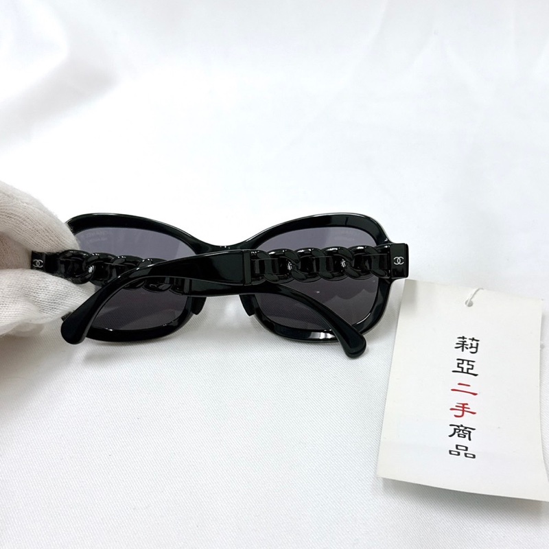 莉亞精品♡Chanel 皮穿鍊墨鏡 二手-3
