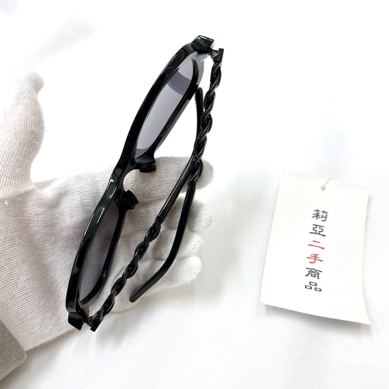 莉亞精品♡Chanel 皮穿鍊墨鏡 二手-4