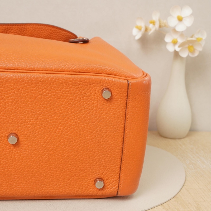 Hermes • Lindy 30 火焰橙銀釦 Togo皮-6