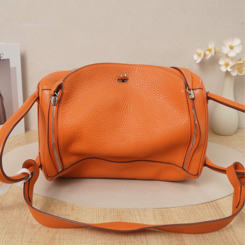 Hermes • Lindy 30 火焰橙銀釦 Togo皮-7