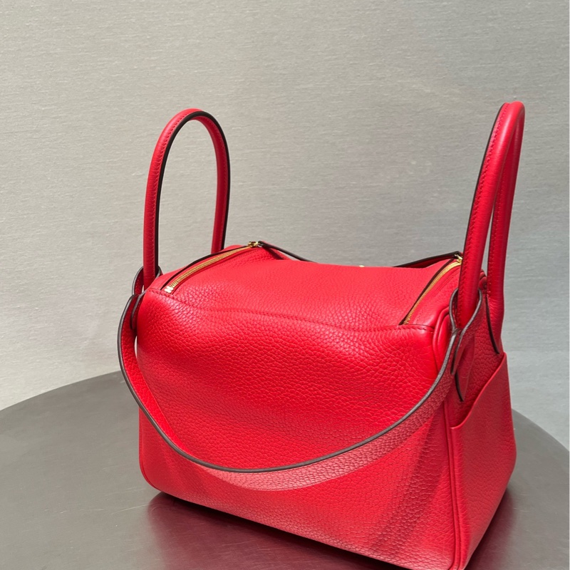 愛馬仕/HERMES Lindy26 S3心紅色 金扣 TC皮 99新。-2