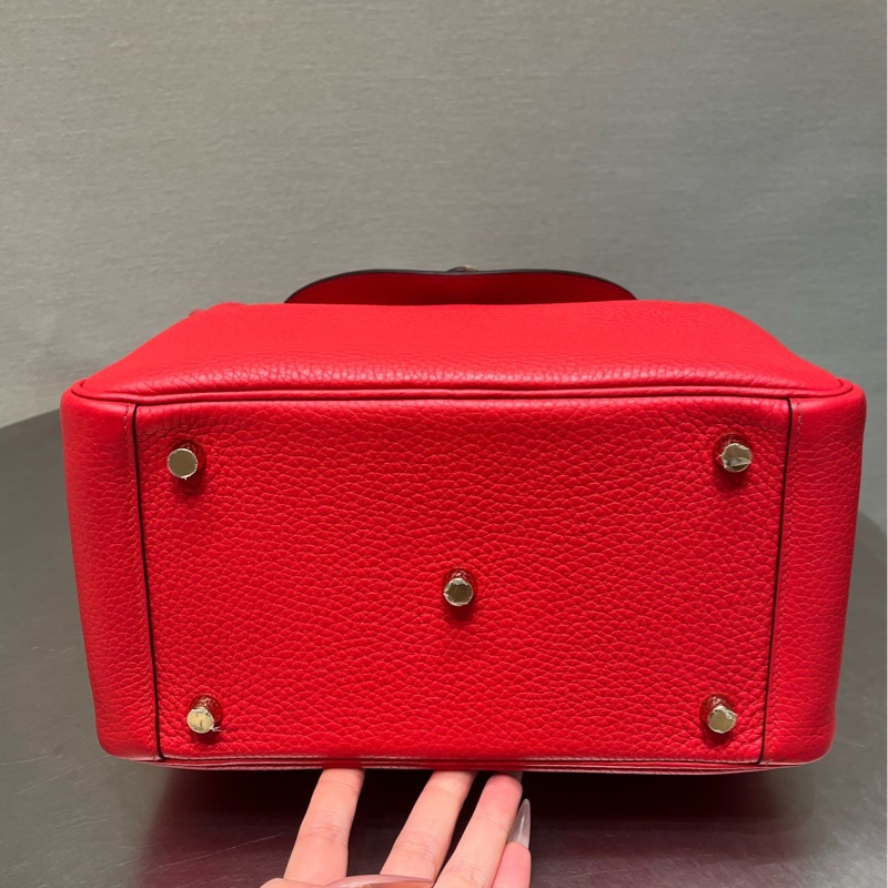 愛馬仕/HERMES Lindy26 S3心紅色 金扣 TC皮 99新。-6
