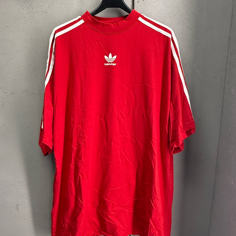 二手紅色Balenciaga x adidas聯名短袖T恤-0