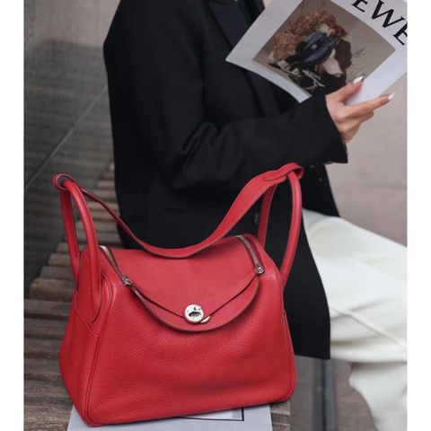 Hermes • Lindy 30 國旗紅銀釦 Tc皮