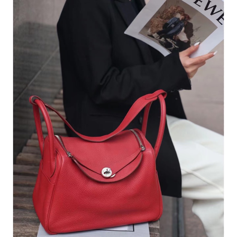 Hermes • Lindy 30 國旗紅銀釦 Tc皮-0