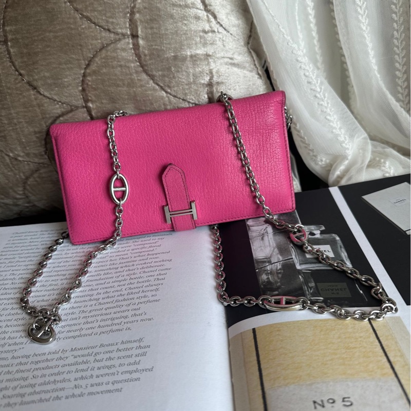 愛馬仕 包 皮夾 長銀包 Hermès Bearn 長夾 粉紅色-0