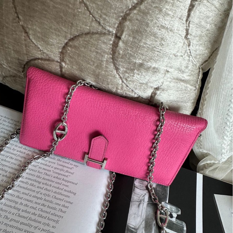 愛馬仕 包 皮夾 長銀包 Hermès Bearn 長夾 粉紅色-6