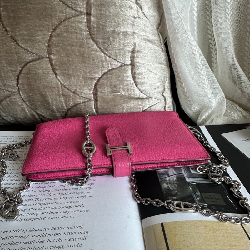 愛馬仕 包 皮夾 長銀包 Hermès Bearn 長夾 粉紅色-9