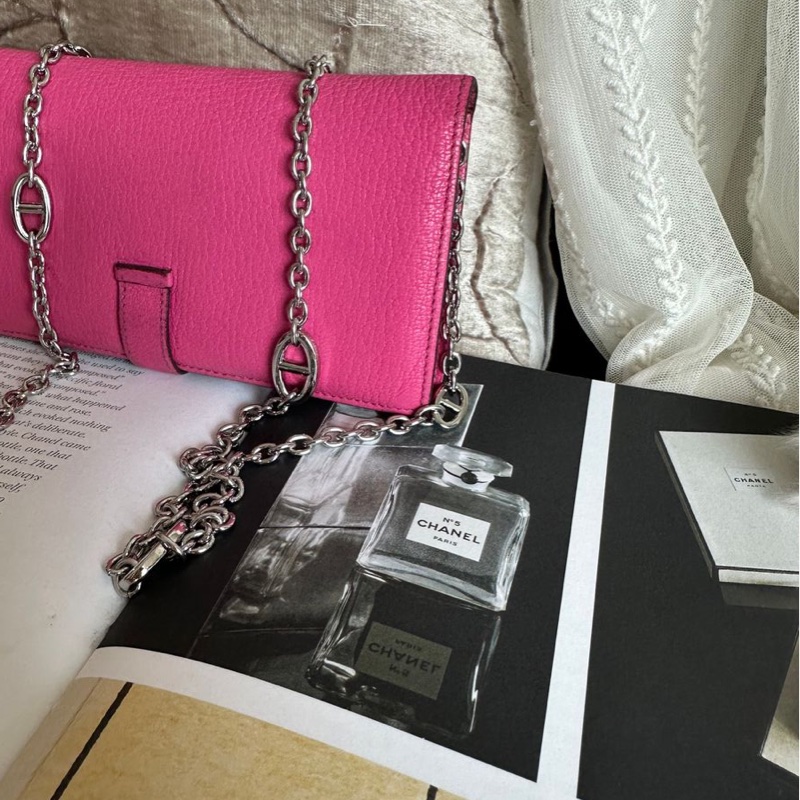 愛馬仕 包 皮夾 長銀包 Hermès Bearn 長夾 粉紅色-11