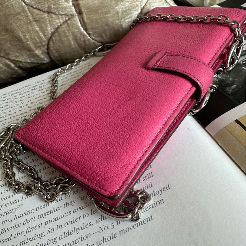 愛馬仕 包 皮夾 長銀包 Hermès Bearn 長夾 粉紅色-14