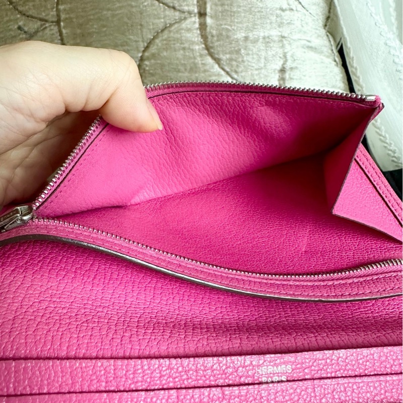 愛馬仕 包 皮夾 長銀包 Hermès Bearn 長夾 粉紅色-23