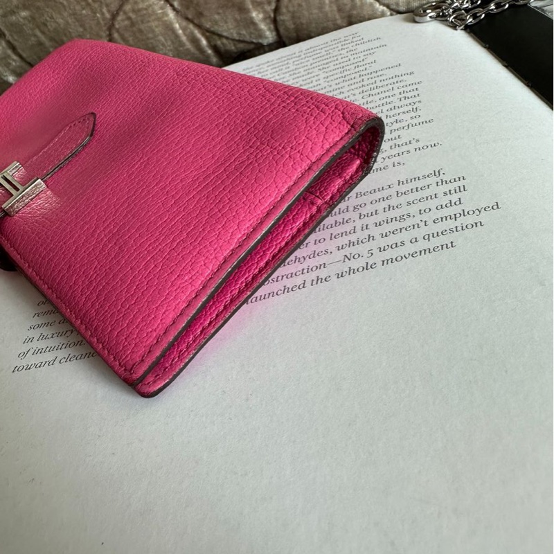 愛馬仕 包 皮夾 長銀包 Hermès Bearn 長夾 粉紅色-30