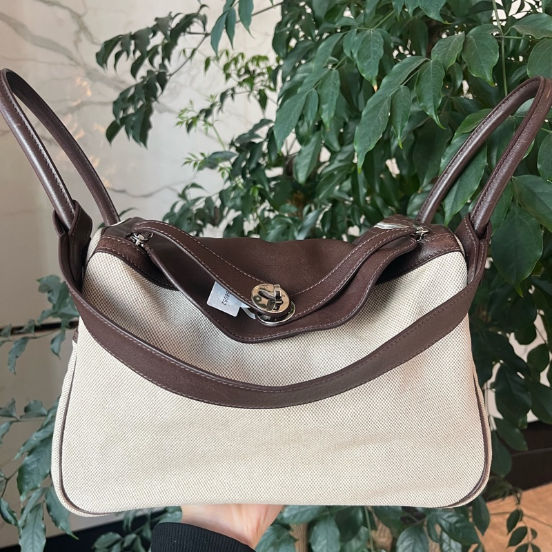 Hermes • Lindy 30 烏木色Swift皮帆布拼接 銀釦 絕版款全網唯一☝🏻-0