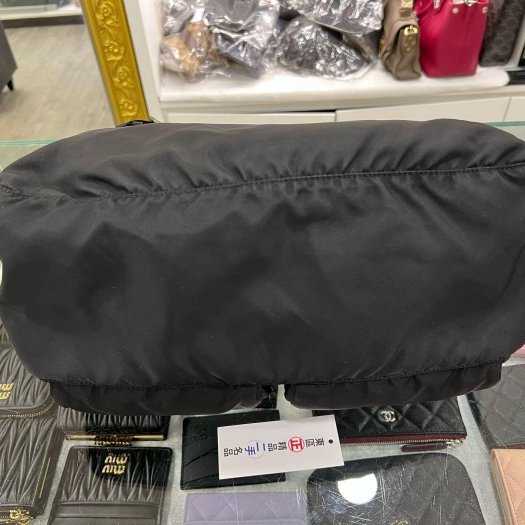 東區正精品㊣PRADA BT1738 黑色尼龍銀三角雙拉鍊口袋郵差包斜背包 RZ6330-9