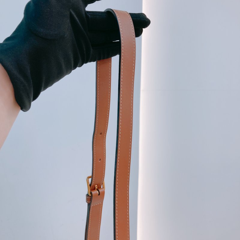 MS0592 Celine 思琳/塞琳 凱旋門 水桶包 斜背 單肩 可調節 硬帆布 牛皮 白色 金扣 Triomphe Bucket Small Calfskin and Canvas White x GHW-14