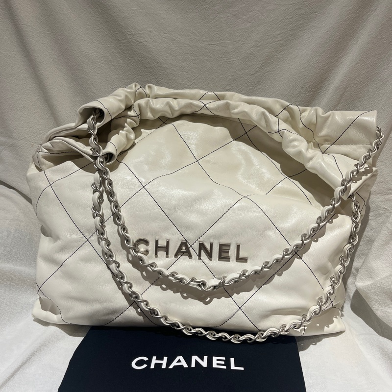 Chanel香奈兒霧面銀橫版22bag(垃圾袋)(小號)-0