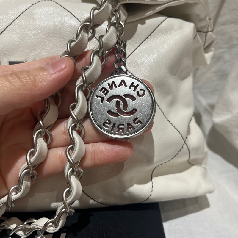 Chanel香奈兒霧面銀橫版22bag(垃圾袋)(小號)-1