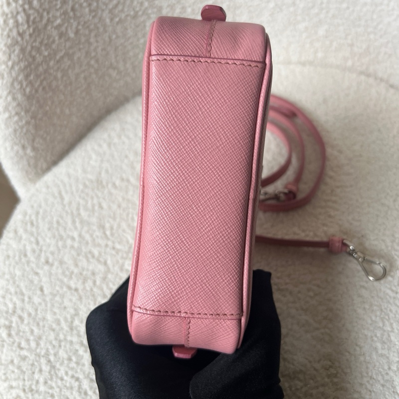 98新Prada普拉達蝴蝶結包 mini淺粉色小斜挎 尺寸:15*10*5cm 。-5