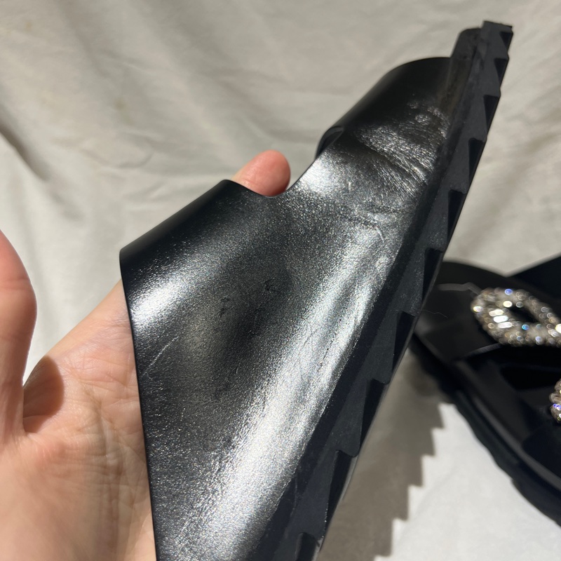 Roger Vivier 經典款式 Slidy Viv' 水鑽方釦皮革穆勒鞋(40號)-2