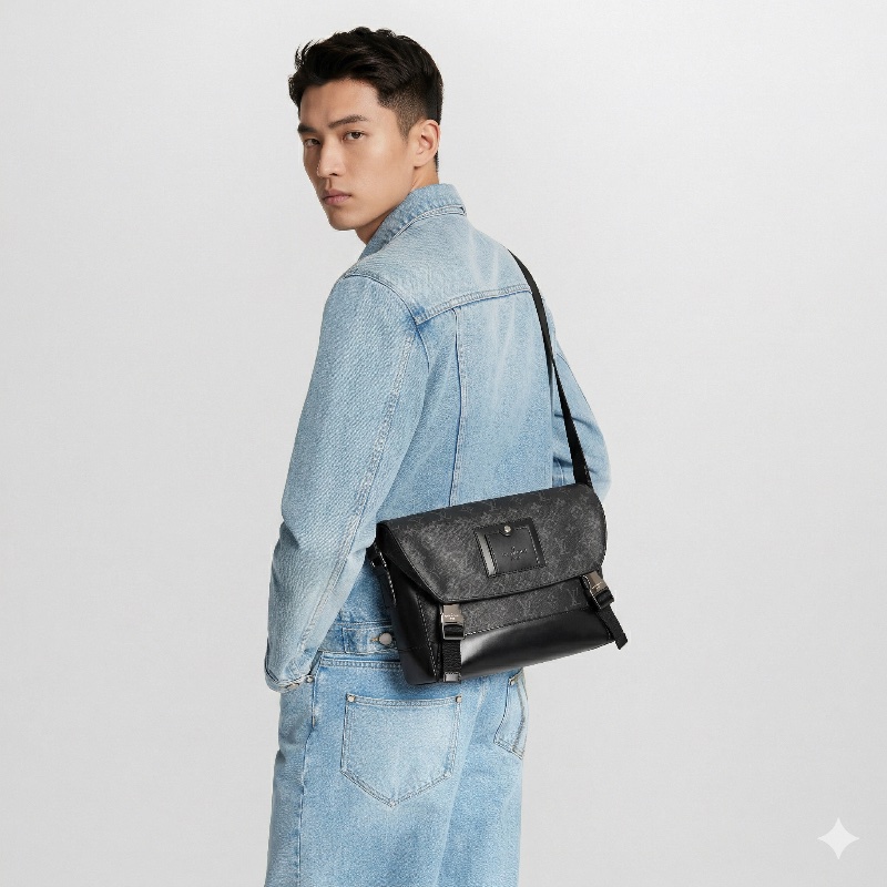 LV 黑武士 voyager 經典老花塗層 郵差包 小號-1