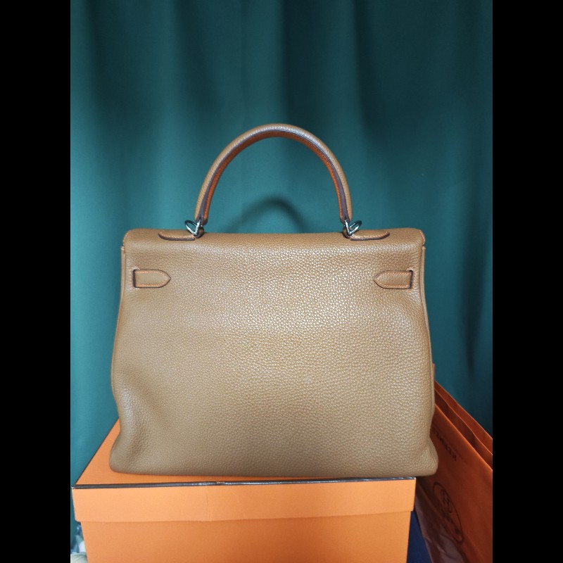 Hermes Kelly 35 金棕銀扣 稀有同色線材-2