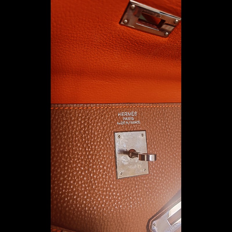 Hermes Kelly 35 金棕銀扣 稀有同色線材-10