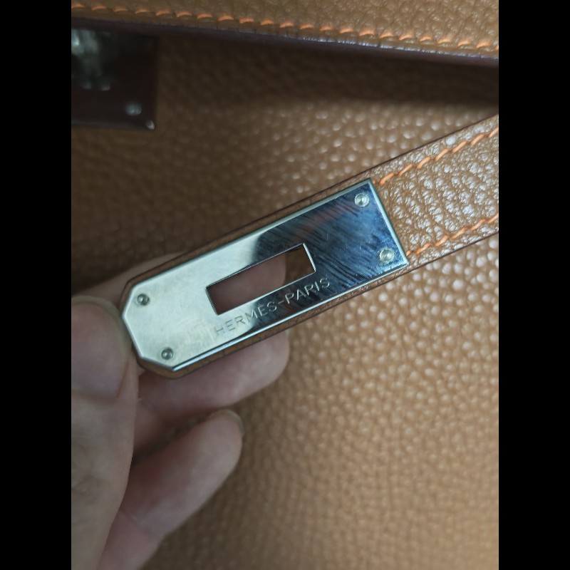 Hermes Kelly 35 金棕銀扣 稀有同色線材-12