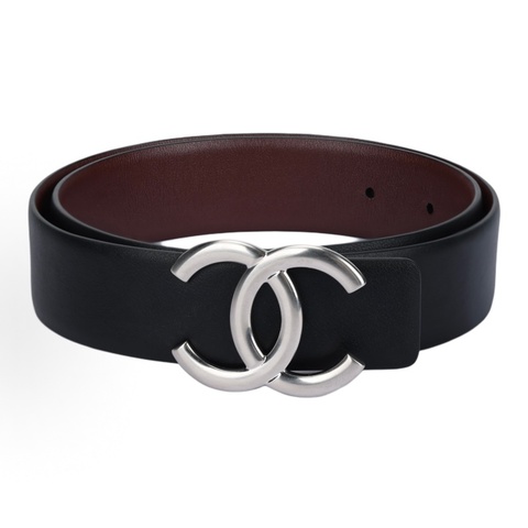 CHANEL 香奈兒 Logo牛皮 皮帶 女款 黑色 寬3CM
