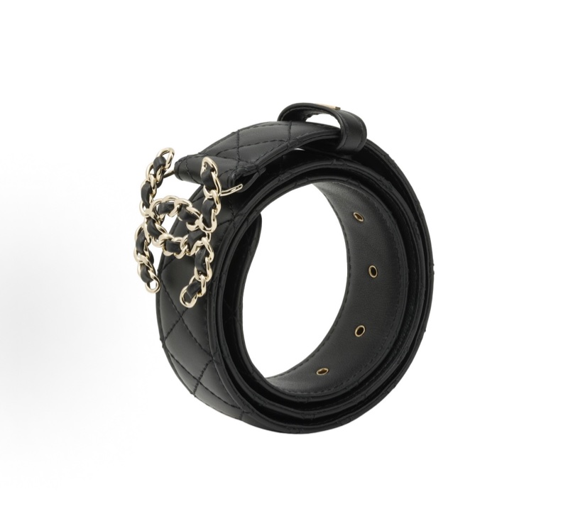 CHANEL菱格紋 牛皮皮帶 女款 Jennie 同款-6