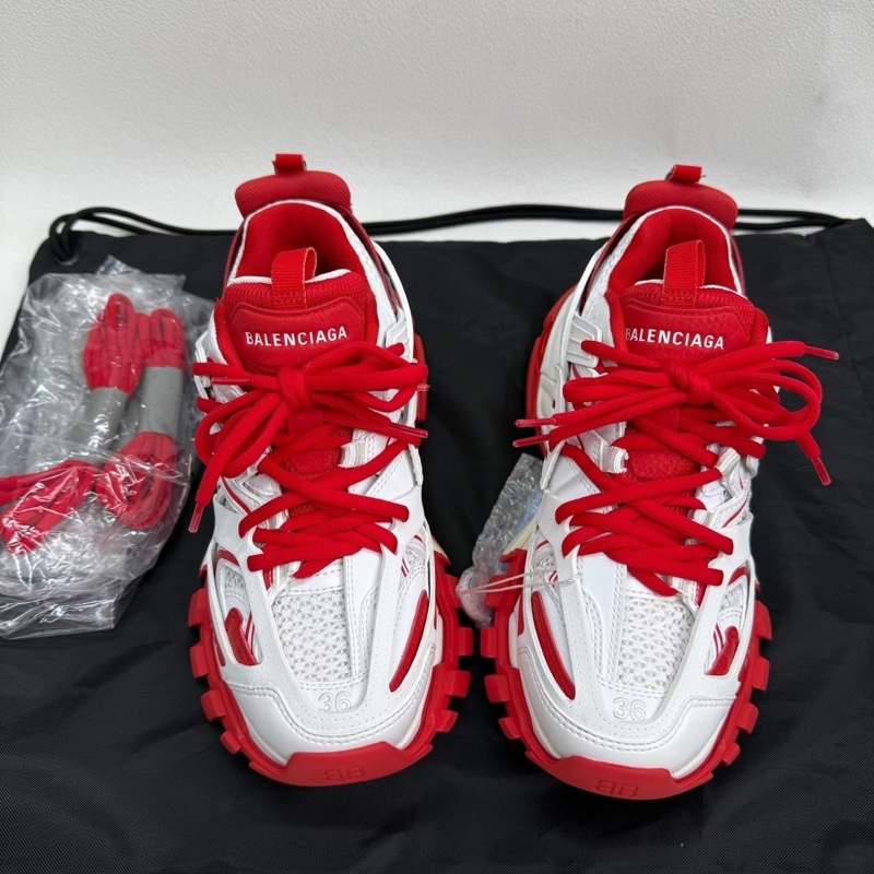 閒置未使用Balenciaga巴黎世家 Track 老爹鞋白紅色 36碼-0