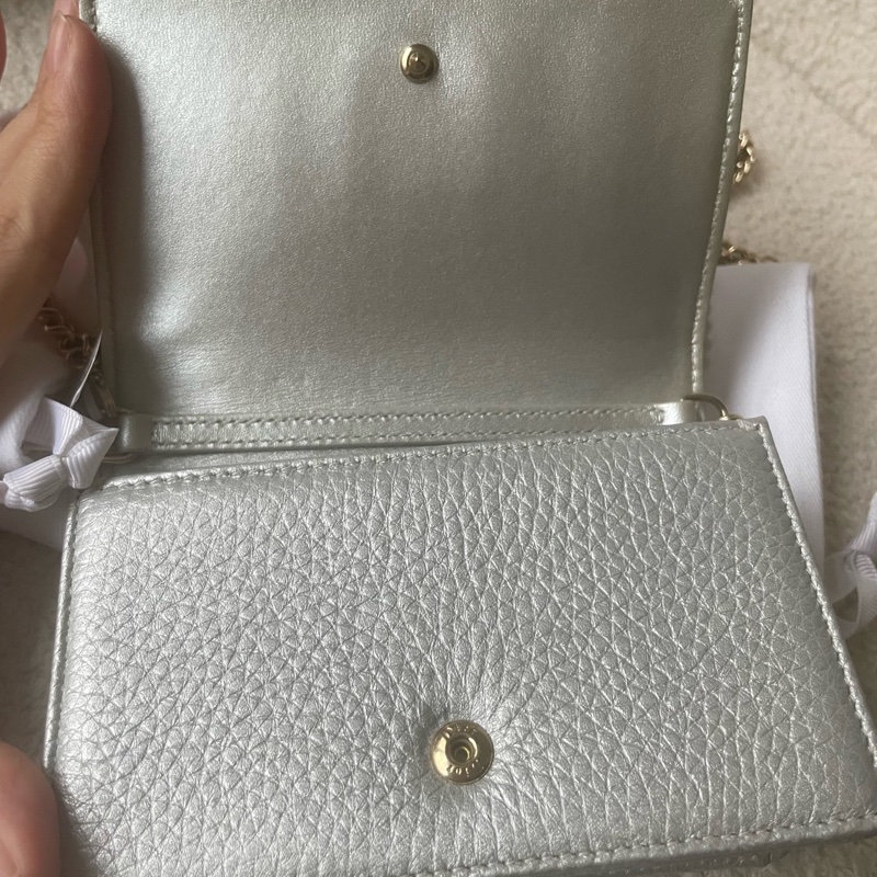 dior迪奧盾牌minisize包銀色金鍊條 小包一個很可愛mini 小廢包可以裝下口紅車-7