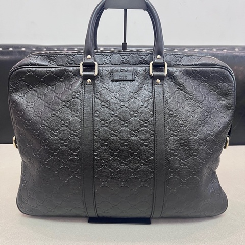Gucci古馳專櫃正品老花壓紋牛皮公文包 無肩帶 邊緣邊角完好無損