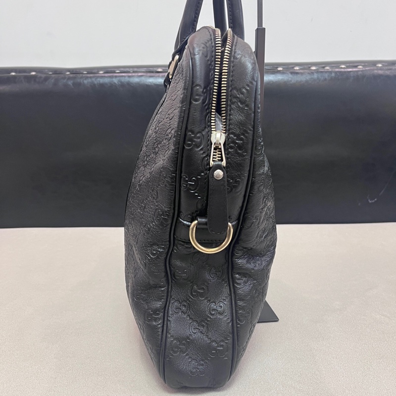 Gucci古馳專櫃正品老花壓紋牛皮公文包 無肩帶 邊緣邊角完好無損-2