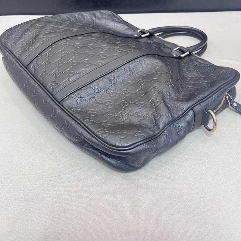 Gucci古馳專櫃正品老花壓紋牛皮公文包 無肩帶 邊緣邊角完好無損-5