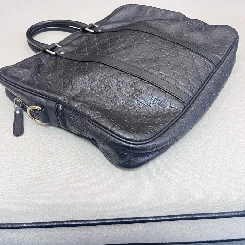Gucci古馳專櫃正品老花壓紋牛皮公文包 無肩帶 邊緣邊角完好無損-6