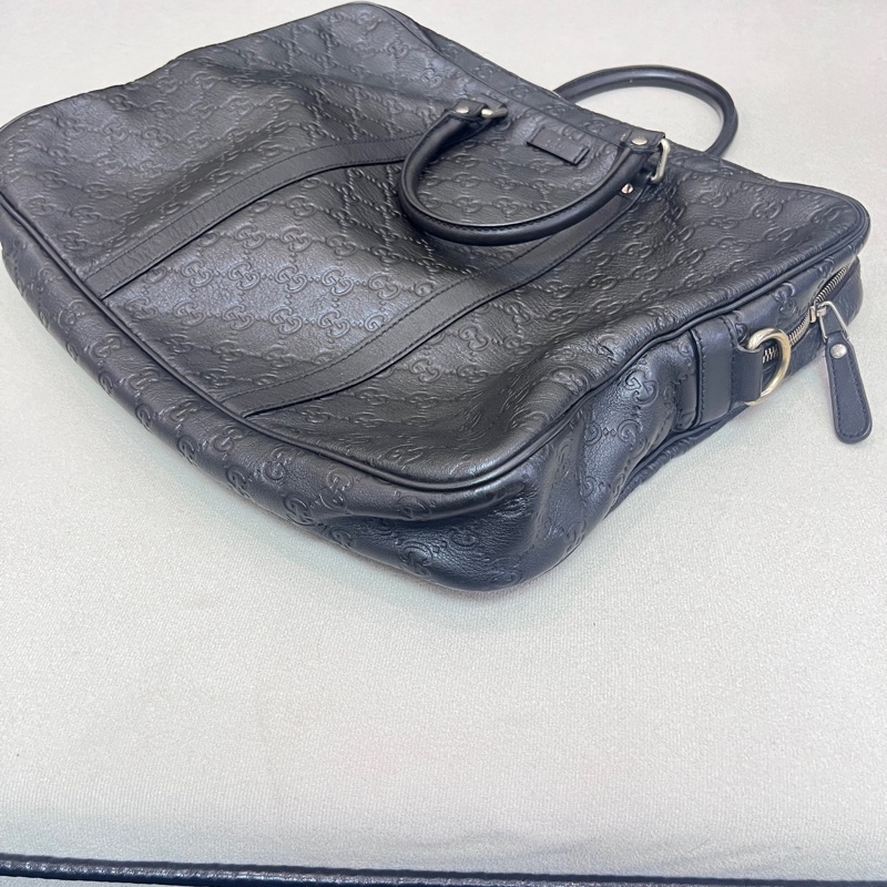 Gucci古馳專櫃正品老花壓紋牛皮公文包 無肩帶 邊緣邊角完好無損-7