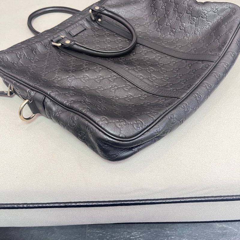 Gucci古馳專櫃正品老花壓紋牛皮公文包 無肩帶 邊緣邊角完好無損-8
