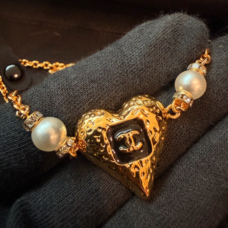 CHANEL 愛心珍珠項鍊 【超低價】.ᐟ.ᐟ-6