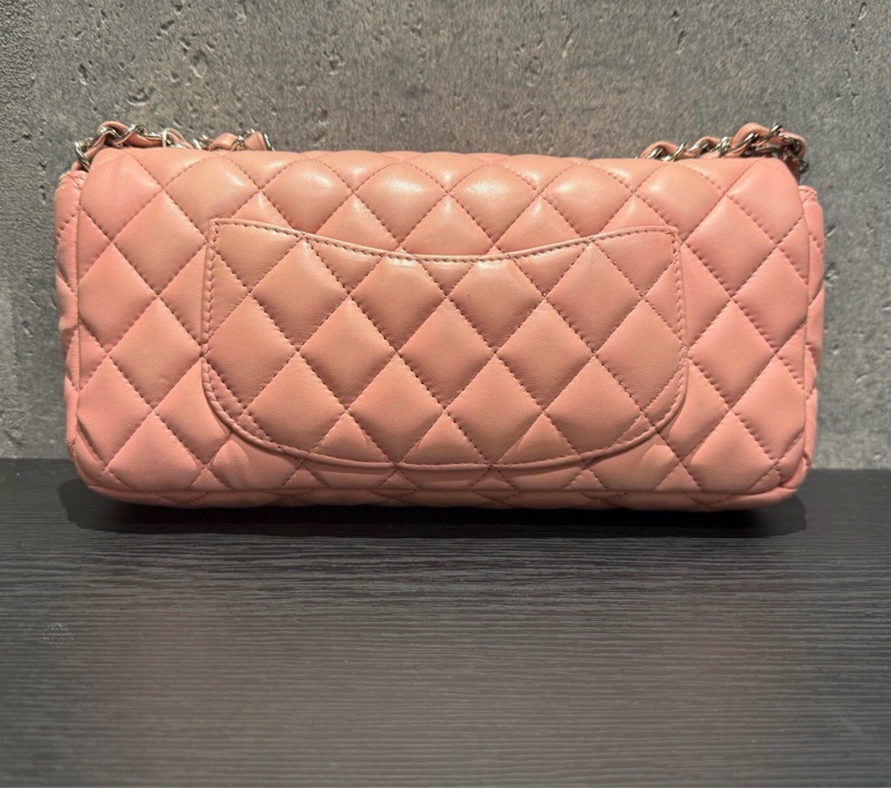 【98新 ✨ 全網最低價!】 中古 Chanel香奈兒 櫻花粉 羊皮 銀扣單蓋cf法棍 中號(下單前先詢問庫存❗️)-2