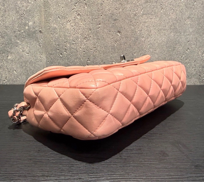 【98新 ✨ 全網最低價!】 中古 Chanel香奈兒 櫻花粉 羊皮 銀扣單蓋cf法棍 中號(下單前先詢問庫存❗️)-3