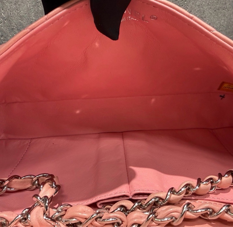 【98新 ✨ 全網最低價!】 中古 Chanel香奈兒 櫻花粉 羊皮 銀扣單蓋cf法棍 中號(下單前先詢問庫存❗️)-5