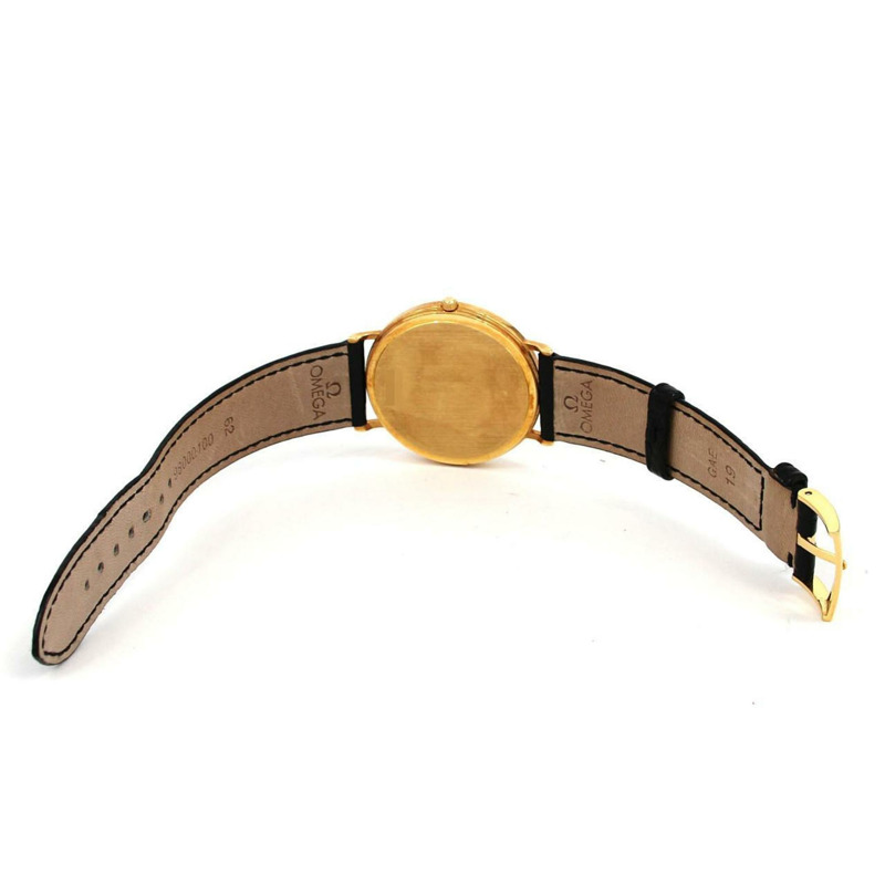 歐米茄圓形錶殼黃金石英錶-5