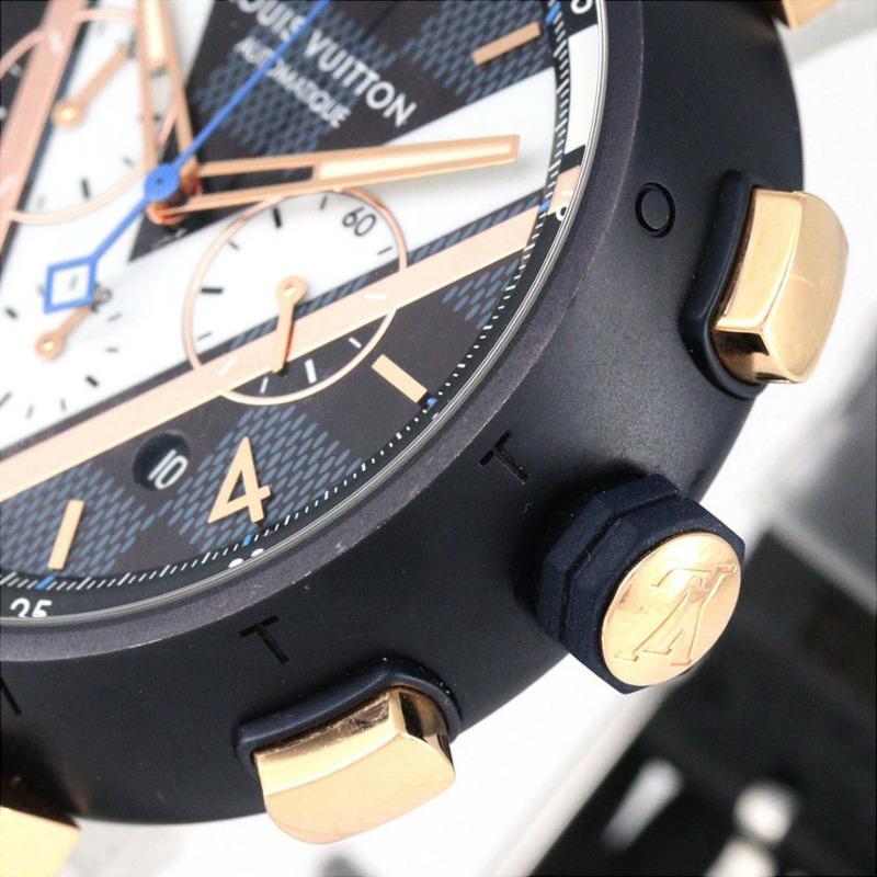 路易威登 Tambour 計時碼 Damier Cobalt QA090 SSxPG 自動腕錶-2