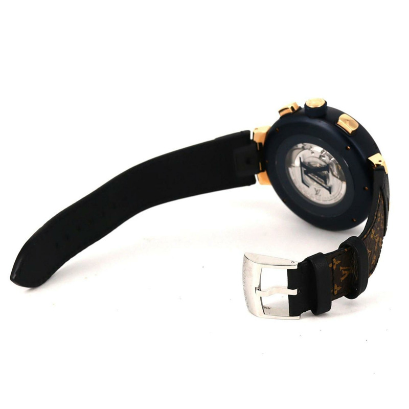 路易威登 Tambour 計時碼 Damier Cobalt QA090 SSxPG 自動腕錶-6