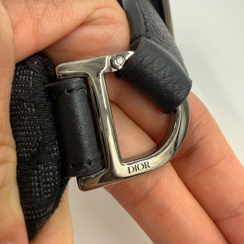 CHRISTIAN DIOR - 黑色牛皮緹花Saddle腰包-14