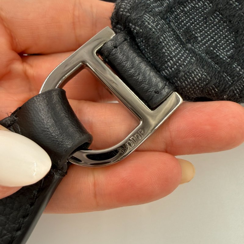 CHRISTIAN DIOR - 黑色牛皮緹花Saddle腰包-15