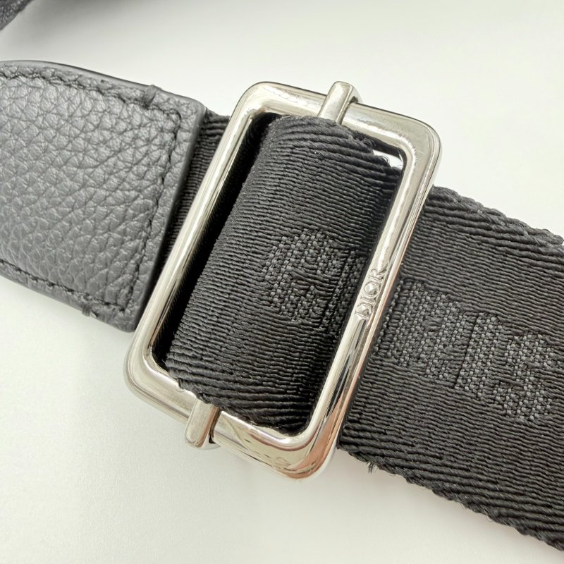 CHRISTIAN DIOR - 黑色牛皮緹花Saddle腰包-16