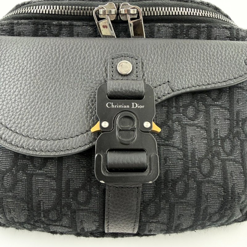 CHRISTIAN DIOR - 黑色牛皮緹花Saddle腰包-21